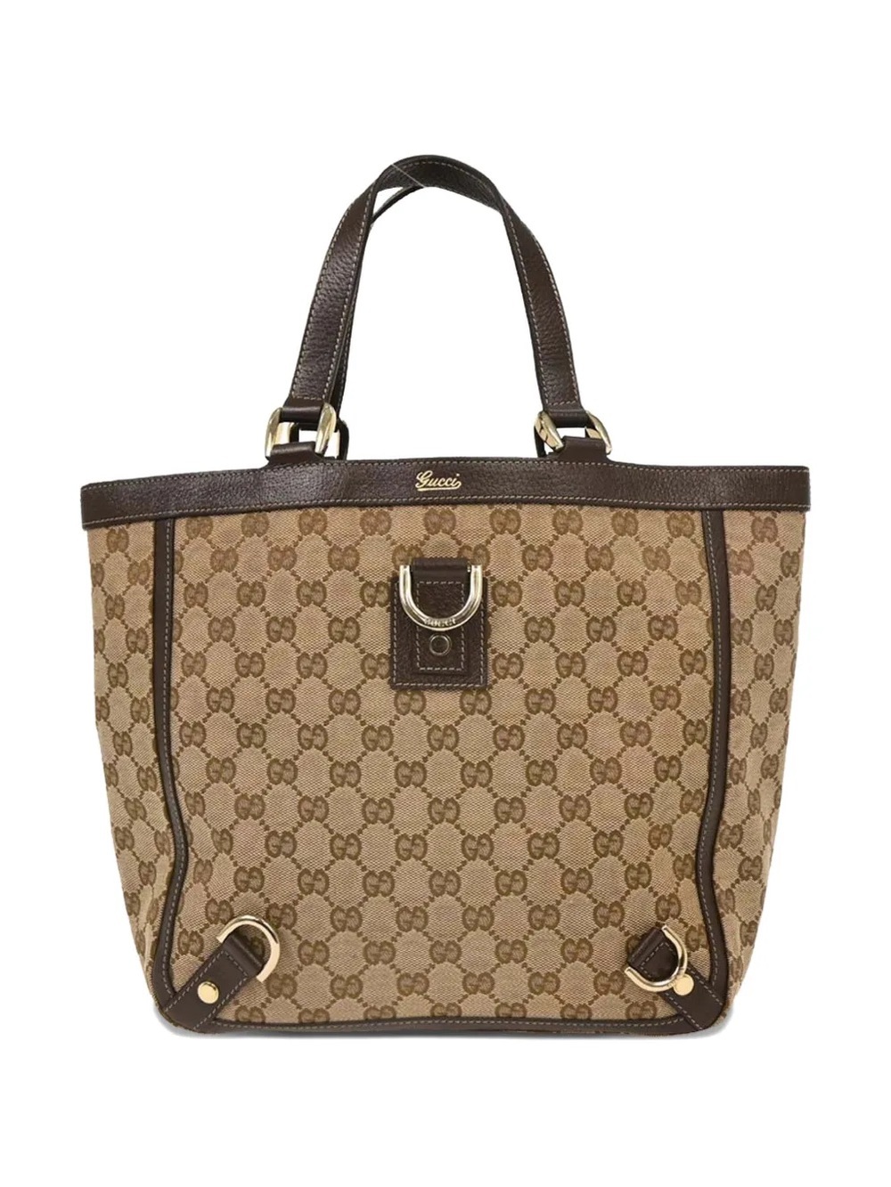 Gucci Vintage Y2K Abbey D-ring brown canvas tote